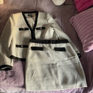 Karl Lagerfeld Black and White Tweed Blazer and Skirt set
